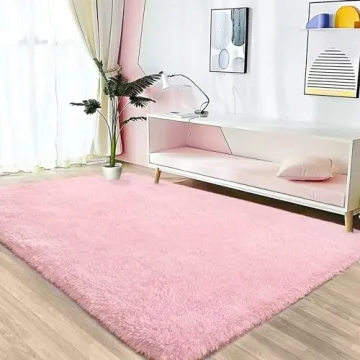 Pink Shag Rug 4x6 Ultra Soft Non-Slip Fluffy Carpet