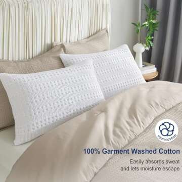 PHF 100% Cotton Waffle Pillow Shams Standard Size, 2 Pack 20" x 30" Soft Skin-Friendly Pillowcases, ...