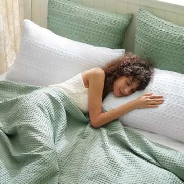 PHF 100% Cotton Waffle Pillow Shams Standard Size, 2 Pack 20" x 30" Soft Skin-Friendly Pillowcases, No Filling, Aesthetic Woven and Breathable Waffle Weave Pillow Case Covers for Bed, White