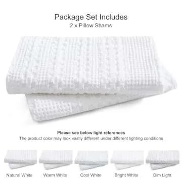 PHF 100% Cotton Waffle Pillow Shams Standard Size, 2 Pack 20" x 30" Soft Skin-Friendly Pillowcases, No Filling, Aesthetic Woven and Breathable Waffle Weave Pillow Case Covers for Bed, White