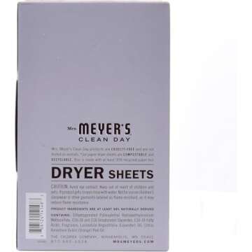 Mrs. Meyer's Clean Day Dryer Sheets Lavender, 80 Count (Pack of 2)