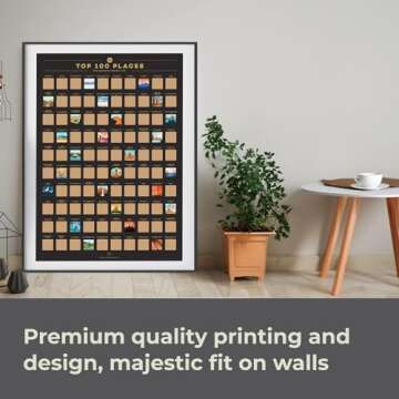 Enno Vatti 100 Places Scratch Off Poster – Best Poster With Travel Places/Destinations Bucket List (16.5" X 23.4")- Ultimate Gift For Travel lovers, Christmas, Easter, Valentine's Day