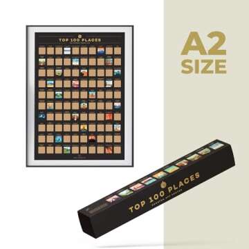 Enno Vatti 100 Places Scratch Off Poster – Best Poster With Travel Places/Destinations Bucket List (16.5" X 23.4")- Ultimate Gift For Travel lovers, Christmas, Easter, Valentine's Day