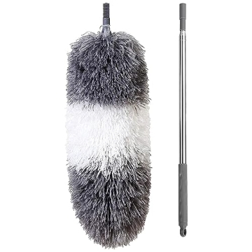 BOOMJOY Microfiber Feather Duster with Extendable Pole and Bendable Head, 100" Telescoping Duster fo...