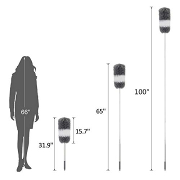 BOOMJOY Feather Duster with Extendable 100" Pole