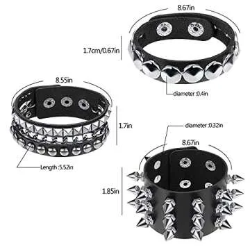 Hicarer 6 Pcs Spiked Studded Bracelets for Men Women