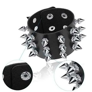 Hicarer 6 Pcs Spiked Studded Bracelets for Men Women