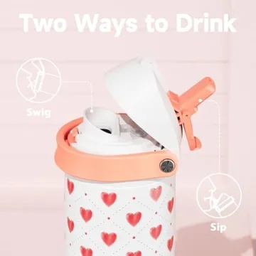 24 oz Valentine's Day Water Bottle: Meoky Stainless Steel Water Bottle with Straw and Spout Lid - Le...