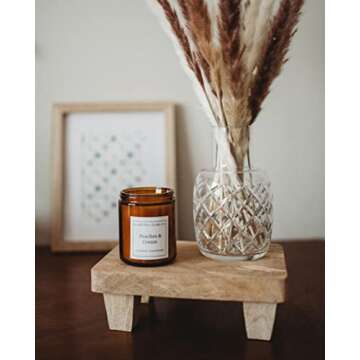 Wooden Tray Pedestal Decor | Display Riser for Plant and Other Home, Kitchen or Bathroom Accessories Hand Carved Mango Wood 2 Finishes Available (Natural Wood)