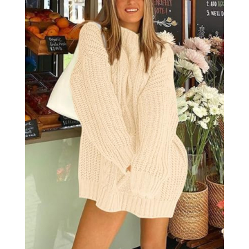 BTFBM Women’s Cable Knit Oversized Sweater - Stylish Comfort
