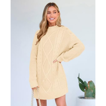 BTFBM Women’s Cable Knit Oversized Sweater - Stylish Comfort