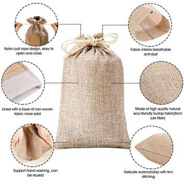 Homum 25Pcs Premium Burlap Gift Bags with Drawstring and 25Pcs Gift Tags & String, 4x6 Inch Reusable , Linen Sacks Bag for Wedding Favors Party Jewelry Pouches, Christmas, Coffee, DIY Craft Bags