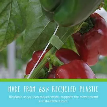 VELCRO Brand VEL-30088-AMS Garden Pre-Cut 45pcs ONE-WRAP Plant Ties Suitable for Tomatoes Flowers or Vegetables in Raised Beds, 8 in X 1/2 in, Green-Recycled Plastic