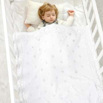LAWKUL Cellular Blanket Baby 100% Cotton Knitted Soft Knit Crochet Blankets for Newborn Boy Girls In...