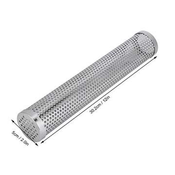 Tgoon Smoker Tube, Perforated Stainless Steel Portable Smoker Tube Made of 304 Stainless Steel Density Diffusion Holes for Electric Gas Charcoal Grill Smokers