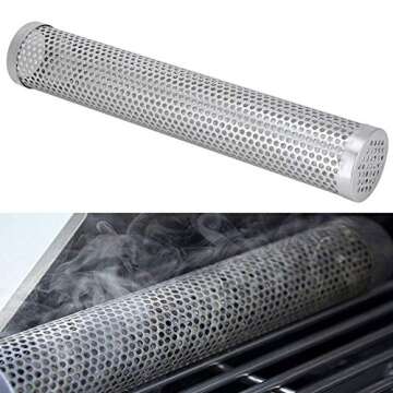 Tgoon Smoker Tube, Perforated Stainless Steel Portable Smoker Tube Made of 304 Stainless Steel Density Diffusion Holes for Electric Gas Charcoal Grill Smokers