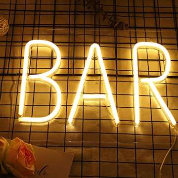 [Bigger Size] Sparkle Lights Neon Signs, Neon Lights for Room Decor Light Lamp Bedroom Beer Bar Pub Hotel Party Restaurant Recreational Game Room Wall Art Decoration (Bar)