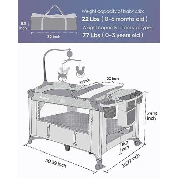 ADOVEL Baby Pack n Play with Mattress and Diaper Changer