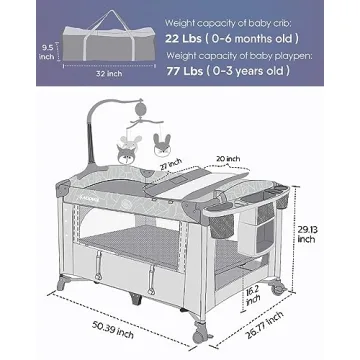 ADOVEL Baby Pack n Play with Mattress and Diaper Changer