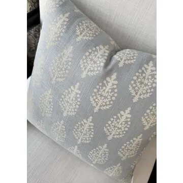 VAGMINE Block Printed Decorative Square Accent Throw Pillow Cover - Pillowcase for Sofa, Couch, Armchair - Chandni Paiseley-Robins Egg, 20x20 Inches