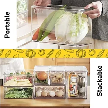 Greenby Stackable Clear Refrigerator Organizer Bins Set