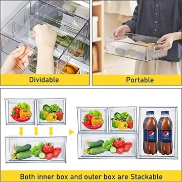 Greenby Stackable Clear Refrigerator Organizer Bins Set
