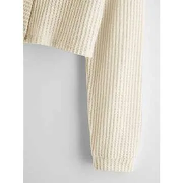 SweatyRocks Women's Long Sleeve Button Front V Neck Soft Knit Cardigan Sweaters Beige L