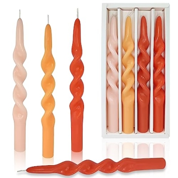 Orange Taper Candles 10 inch Unscented Spiral Candlesticks for Christmas Halloween Wedding Home Deco...
