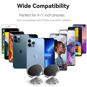 【2-Pack】 Magnetic Phone Holder for car, [Strong Magnet] Magnetic Phone Mount for Car [4 Metal Plate] iPhone Magnetic car Mount for Cell Phone [360° Rotation] Universal Dash car Phone Holder Mount