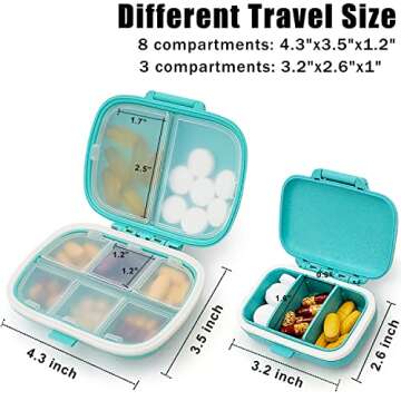 4 Pack Portable Pill Case, Two Sizes Travel Pill Organizer Moisture Proof Small Pill Box for Purse P...