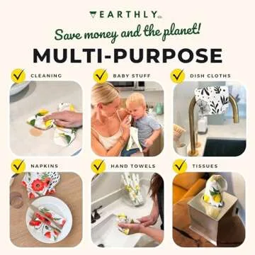 Earthly Co. Reusable Paper Towels - Eco-Friendly Cloth Napkins