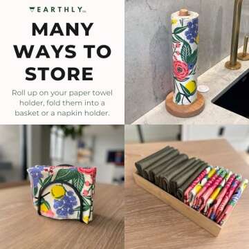 Earthly Co. Reusable Paper Towels - Eco-Friendly Cloth Napkins