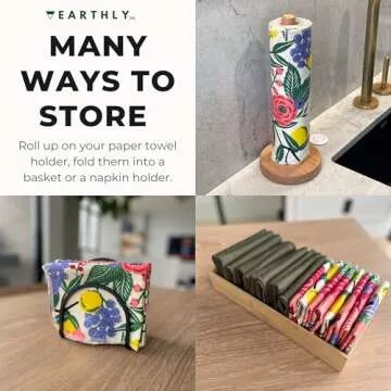 Earthly Co. Reusable Paper Towels - Eco-Friendly Cloth Napkins