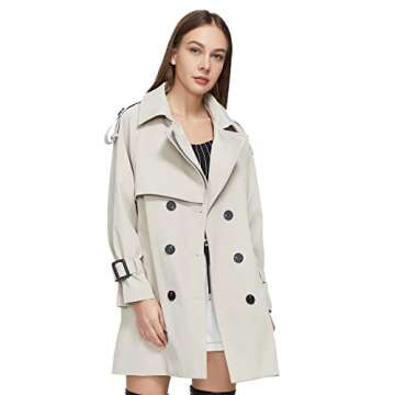 ZIAI Long Trench Coat For Women Oversize Women's Fall Jackets Double Breasted Classic Lapel Ladies Trench Coat with Belt