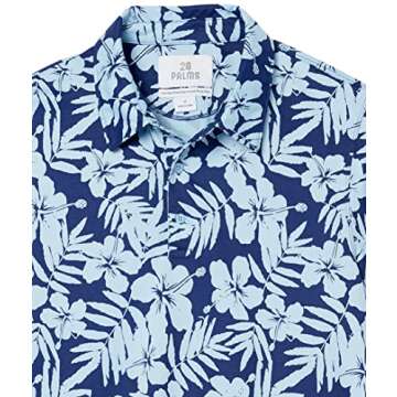 28 Palms Men's Relaxed-Fit Performance Cotton Tropical Print Pique Golf Polo Shirt