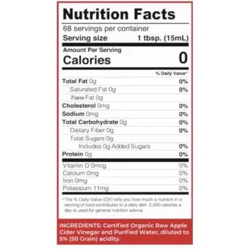 Lucy's Family Owned - USDA Organic NonGMO Raw Apple Cider Vinegar, Unfiltered, Unpasteurized, With the Mother, 34oz GLASS Bottle