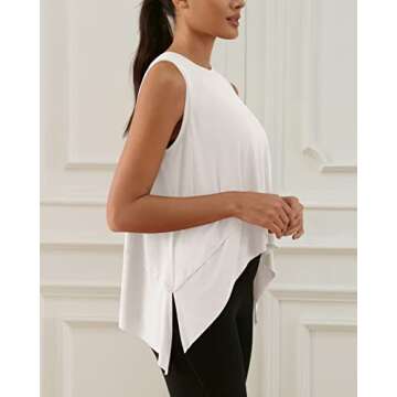 ODODOS Women's Modal Soft Sleeveless Crop Top Athletic Gym Workout Tee Cropped Yoga Tank, White, X-Small
