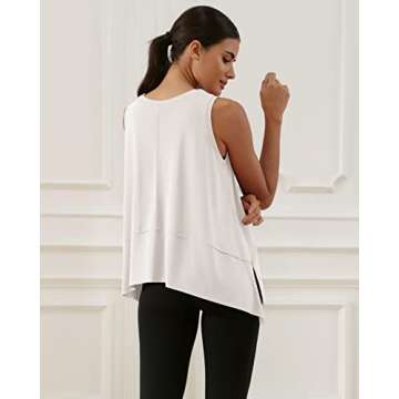 ODODOS Women's Modal Soft Sleeveless Crop Top Athletic Gym Workout Tee Cropped Yoga Tank, White, X-Small