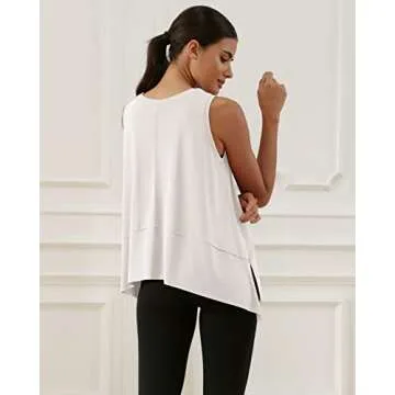 ODODOS Women's Modal Soft Sleeveless Crop Top Athletic Gym Workout Tee Cropped Yoga Tank, White, X-Small