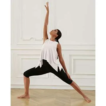 ODODOS Women's Modal Soft Sleeveless Crop Top Athletic Gym Workout Tee Cropped Yoga Tank, White, X-Small