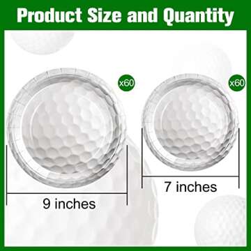 120 Pack Golf Party Supplies 7'' and 9'' Golf Paper Plates Golf Dessert Plates Sports Theme Dessert ...