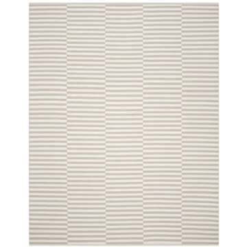 SAFAVIEH Montauk Collection Area Rug - 9' x 12', Ivory & Light Grey, Handmade Stripe Cotton, Ideal for High Traffic Areas in Living Room, Bedroom (MTK715E)