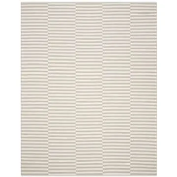 SAFAVIEH Montauk Collection Area Rug - 9' x 12', Ivory & Light Grey, Handmade Stripe Cotton, Ideal for High Traffic Areas in Living Room, Bedroom (MTK715E)