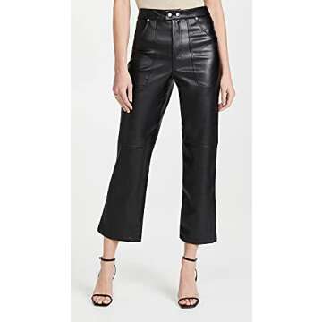 [BLANKNYC] womens Luxury Clothing Ribcage Straight Leg Vegan Leather Pants, the Baxter Pants, Track ...
