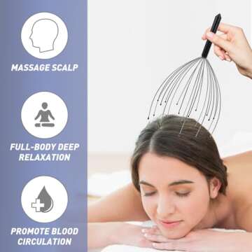 Svjetiq Head Massager Back Scratcher, 20 Fingers Head Scratcher Scalp Massager & Extendable Back Scr...