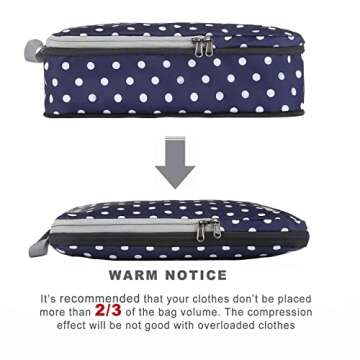 BAGAIL 4 Set/6 Set/8 Set Compression Packing Cubes Travel Accessories Expandable Packing Organizers(Navy Blue Dot ClothPattern 4 Set)