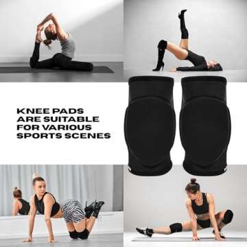Queen Wear – Sleek Black – Pole Dance Knee Pads Perfect Woman Protection for Ballet Modern Dance...