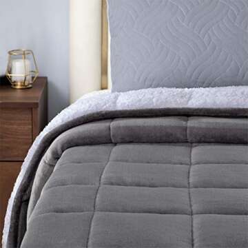 Uttermara Weighted Blanket Twin 15 Pounds for Adults 48x72 inches, Soft Plush Fleece & Cozy Warm Sherpa Weighted Blankets Great for Sleep & Calming, Twin Size Heavy Blanket for Couch Bed, Grey