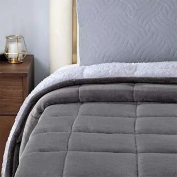 Uttermara Weighted Blanket Twin 15 Pounds for Adults 48x72 inches, Soft Plush Fleece & Cozy Warm Sherpa Weighted Blankets Great for Sleep & Calming, Twin Size Heavy Blanket for Couch Bed, Grey
