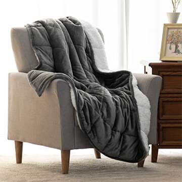Uttermara Weighted Blanket Twin 15 Pounds for Adults 48x72 inches, Soft Plush Fleece & Cozy Warm Sherpa Weighted Blankets Great for Sleep & Calming, Twin Size Heavy Blanket for Couch Bed, Grey